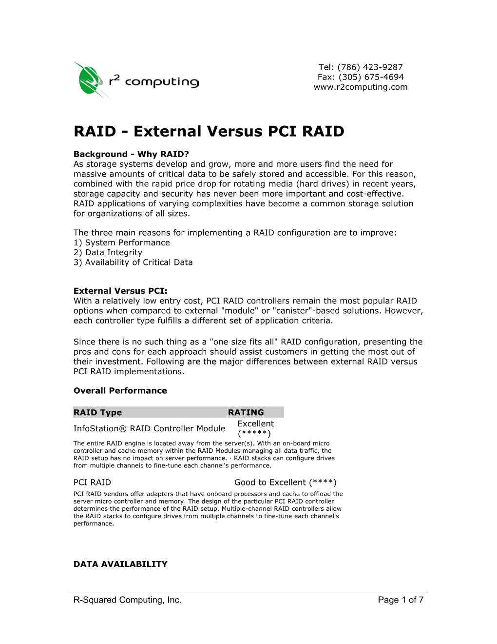 RAID - External Versus PCI RAID