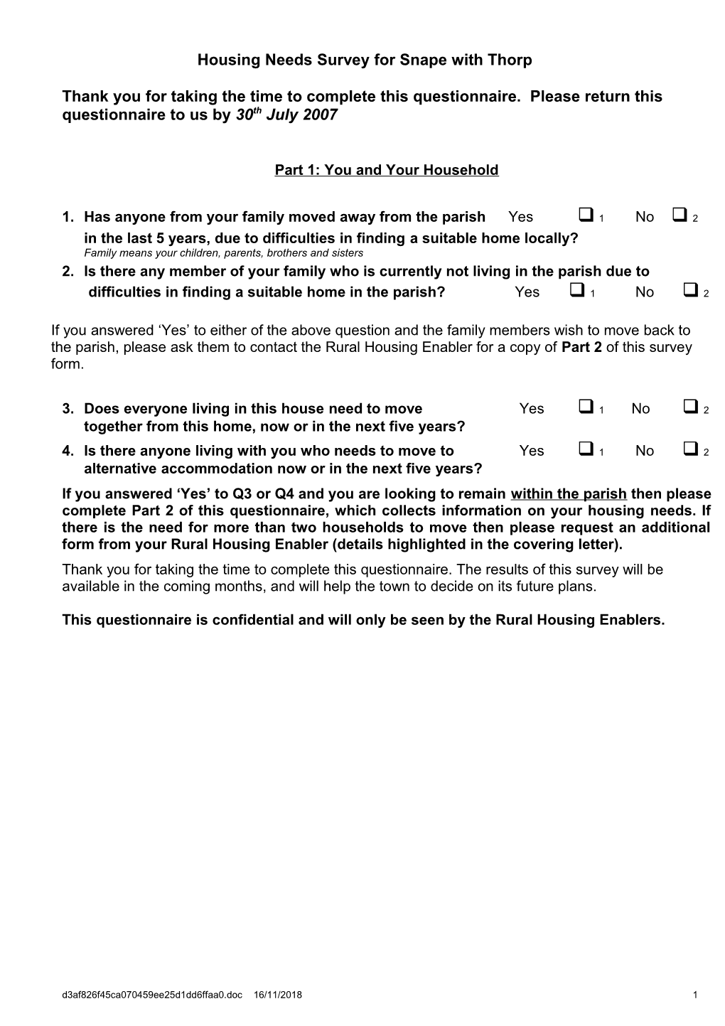 Parish Housing Needs Survey