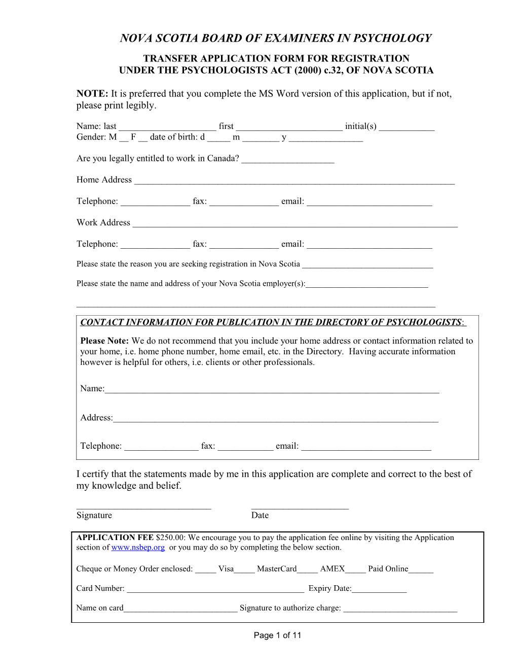 Mra Transfer Application Form for Registration