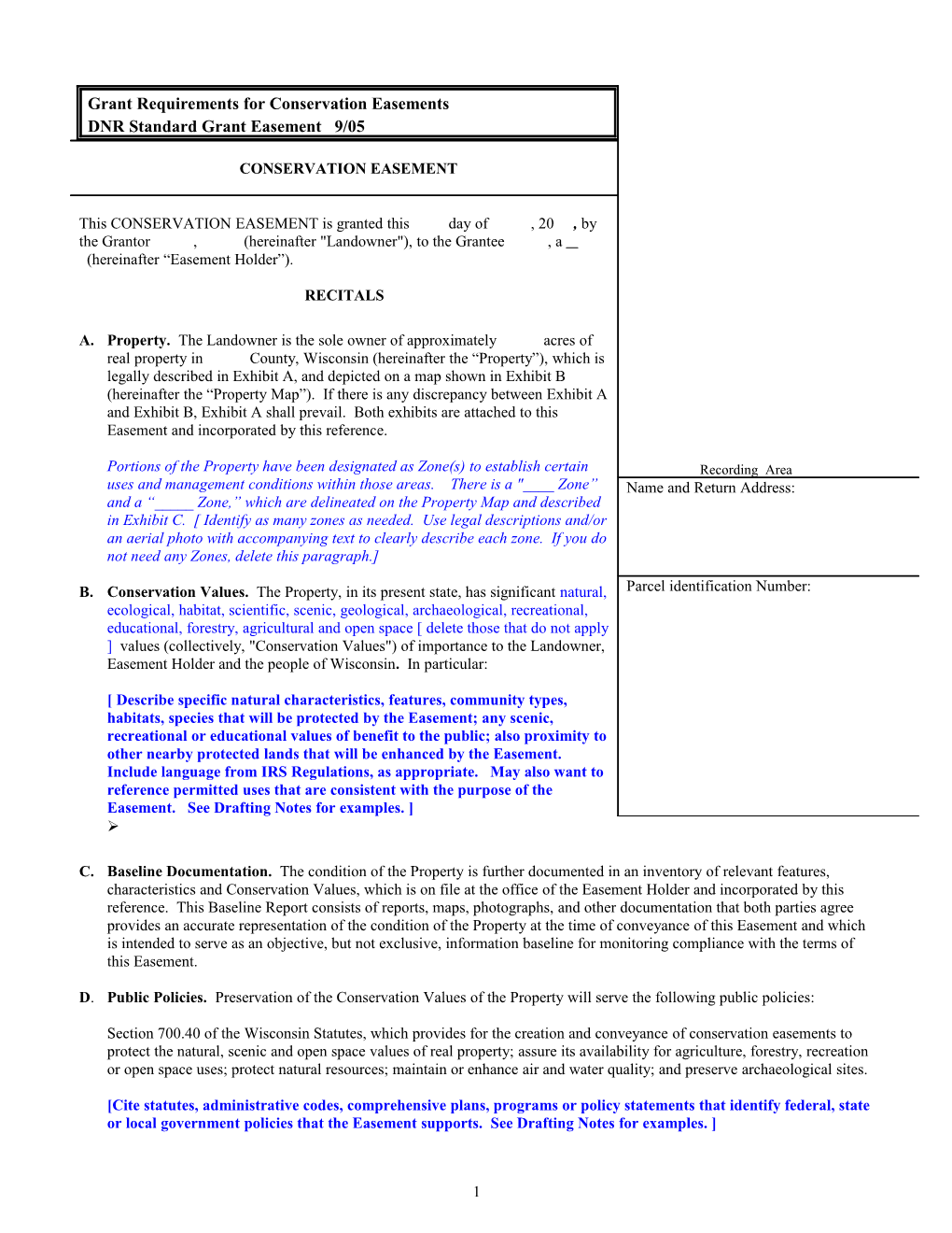 Deed of Conservation Easement