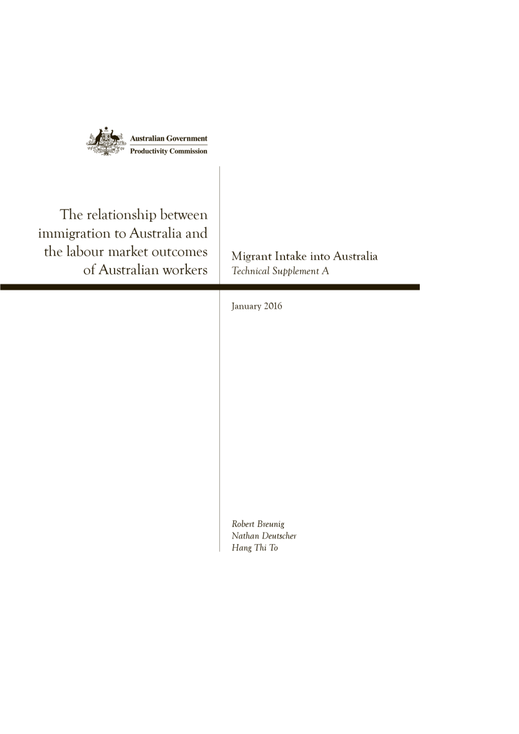 The Relationship Between Immigration to Australia and the Labour Market Outcomes of Australian