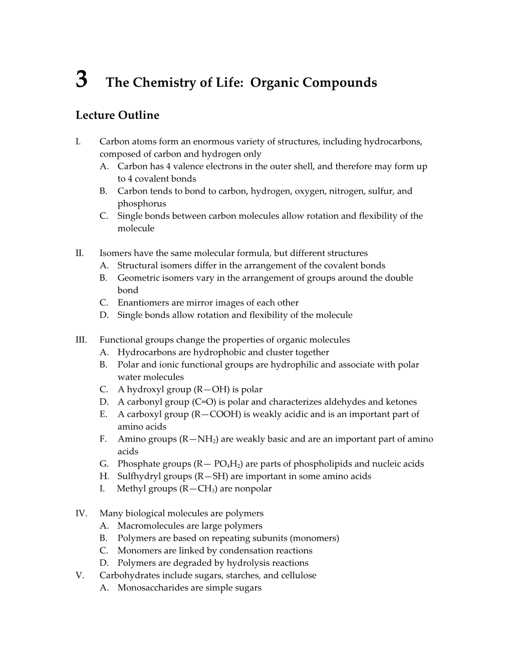 3The Chemistry of Life: Organic Compounds