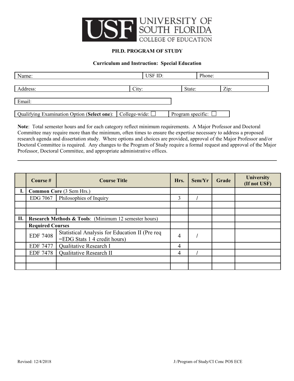 Curriculum and Instruction: Special Education