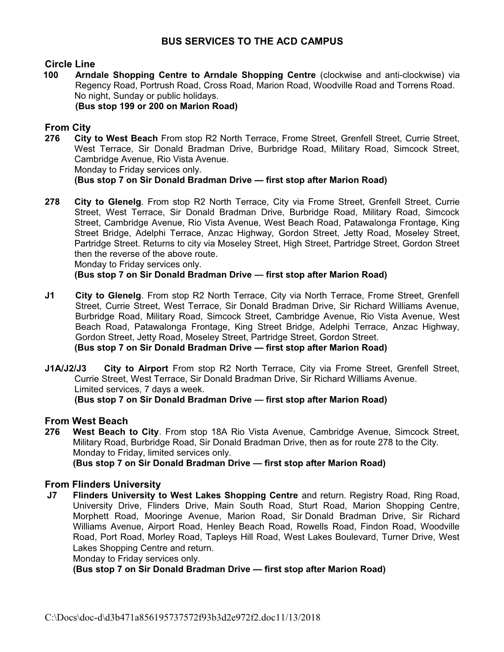 Bus Services to the Acd Campus