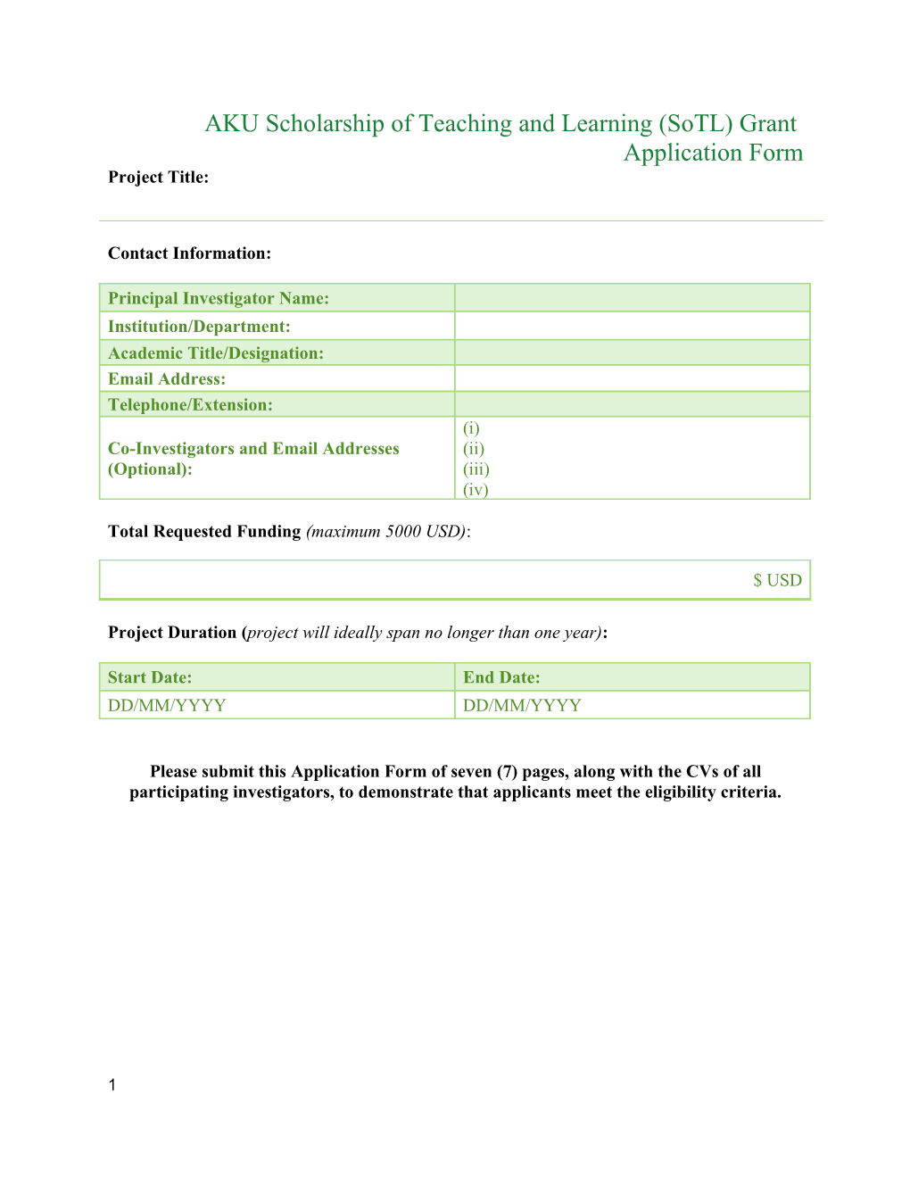 AKU Scholarship of Teaching and Learning (Sotl) Grant