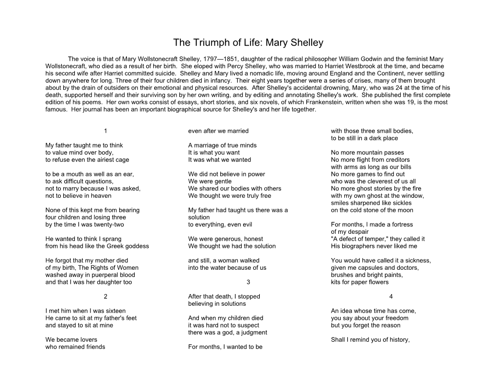 The Triumph of Life: Mary Shelley