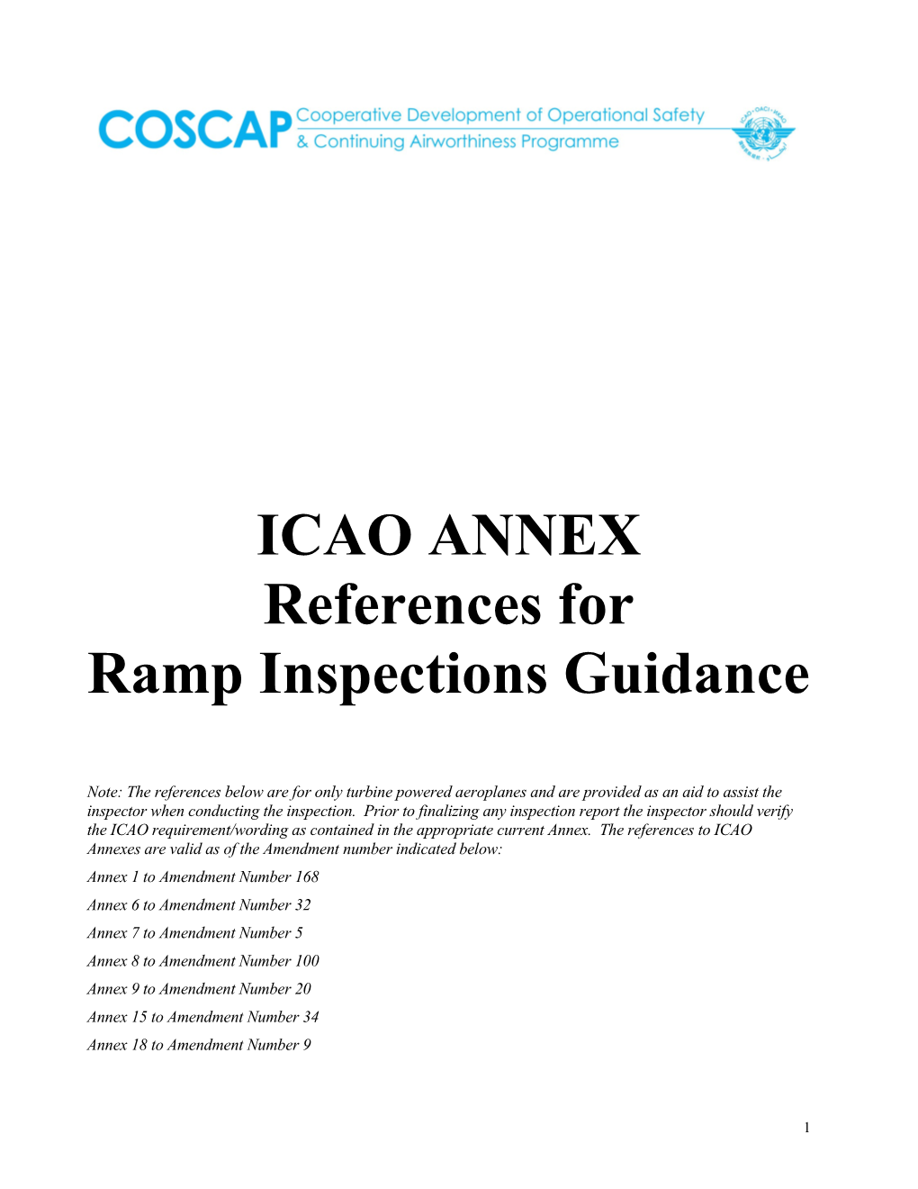 Reference ANNEXES for ICAO Ramp Inspections Guidance