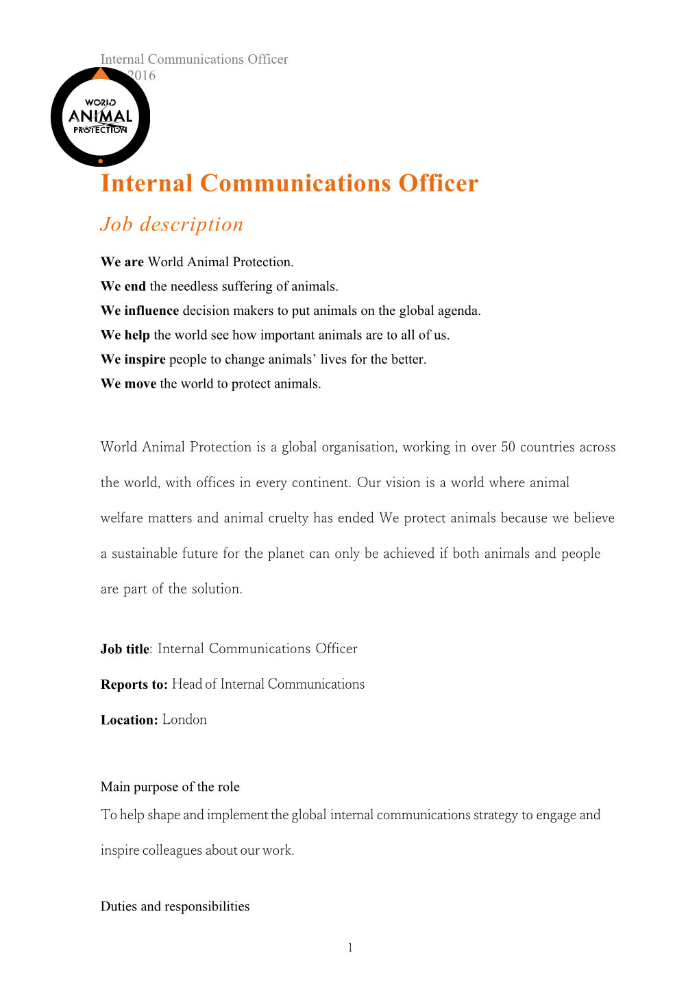 Internal Communications Officer