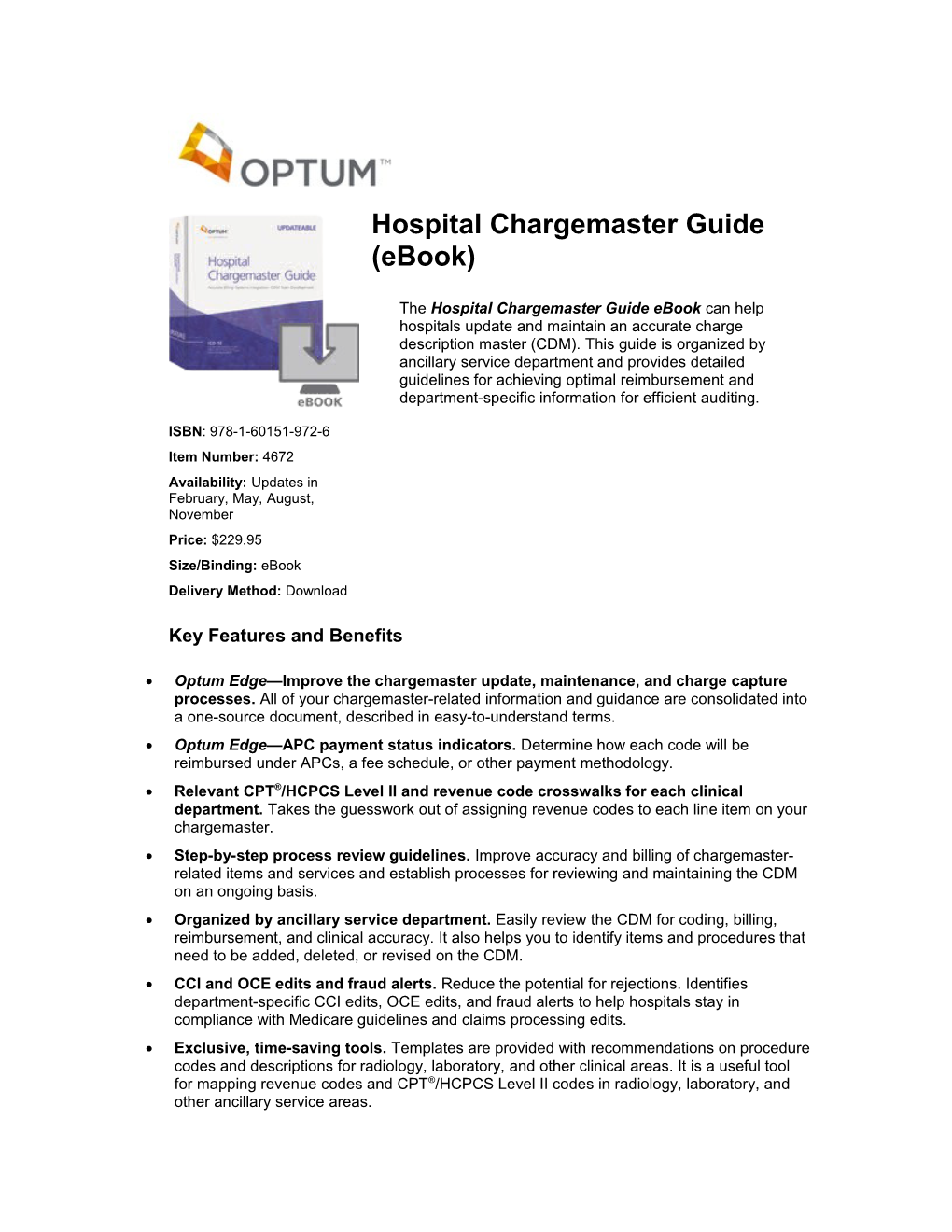 Optum Edge Improve the Chargemaster Update, Maintenance, and Charge Capture Processes