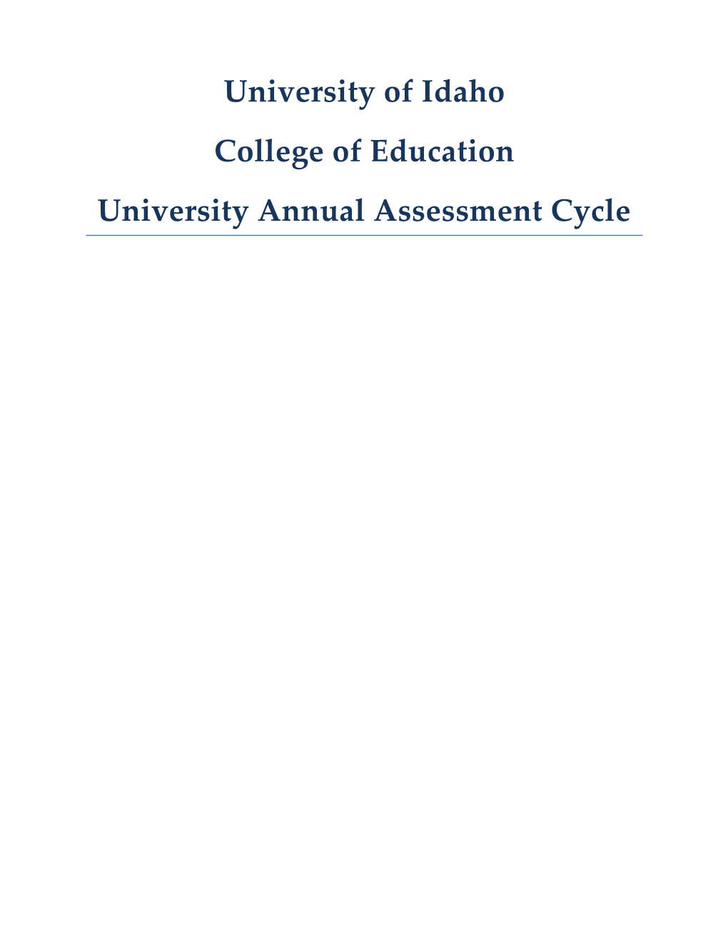 University Annual Assessment Cycle