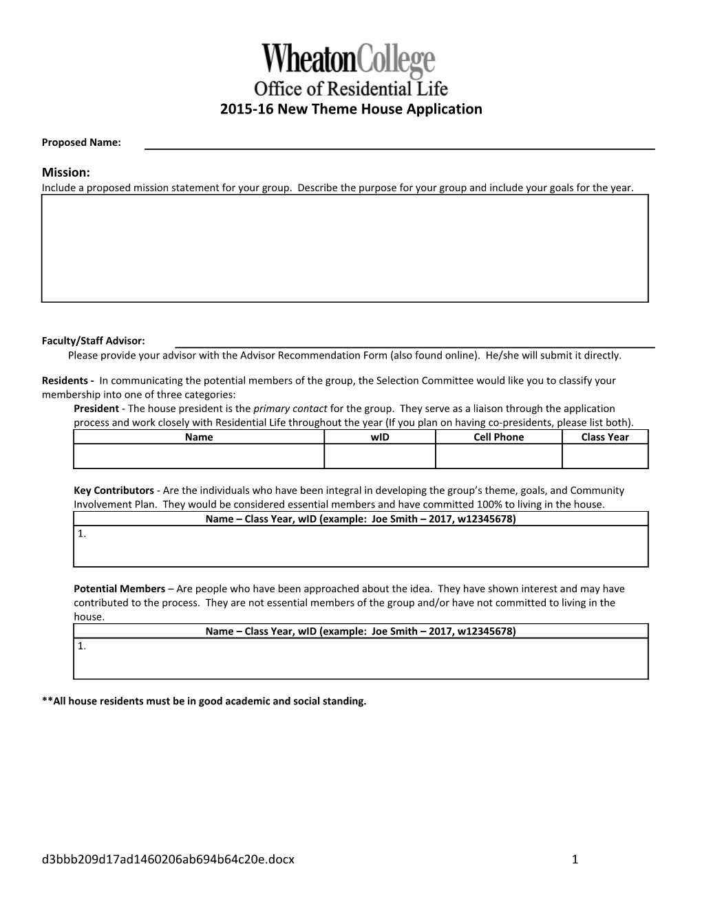 2015-16New Theme House Application