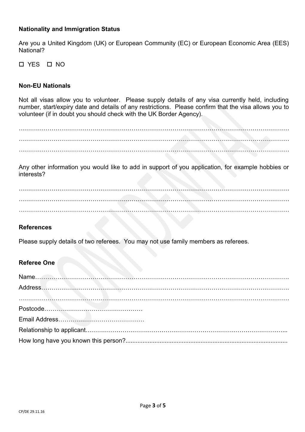 Voluntary Services Application and Registration Form