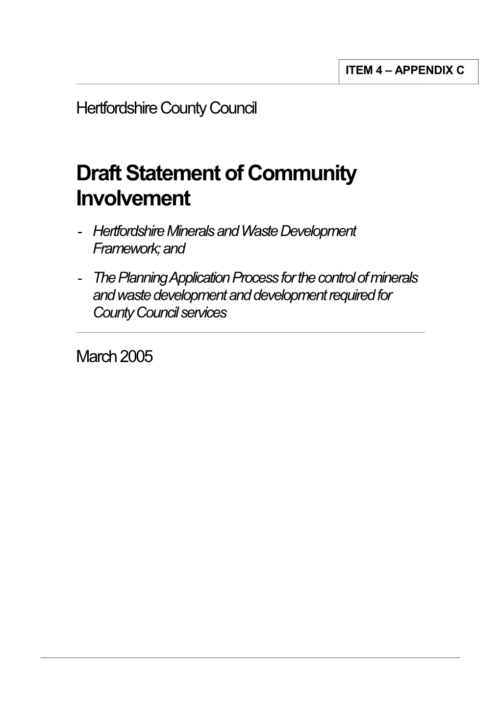 Draft Statement of Community Involvement