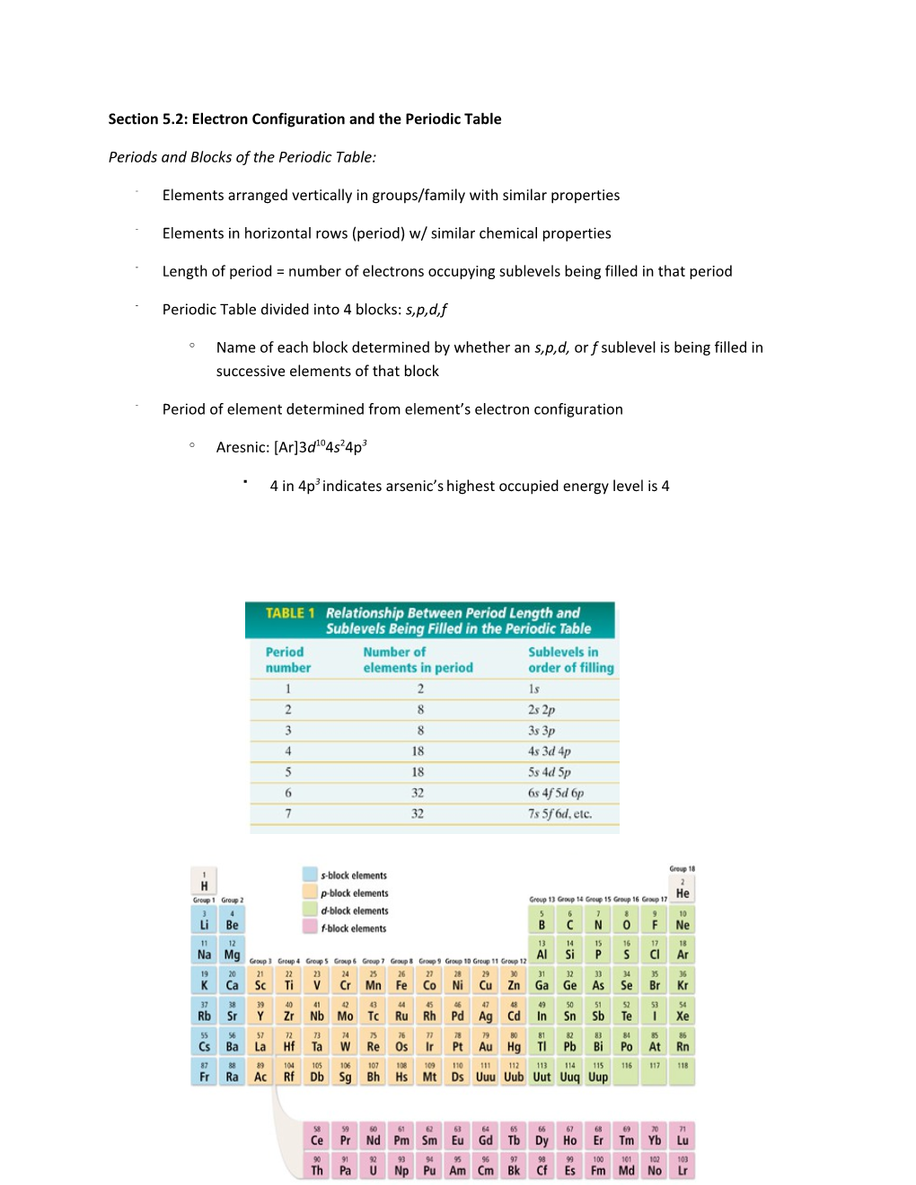 Section 5.2: Electron Configuration and the Periodic Table
