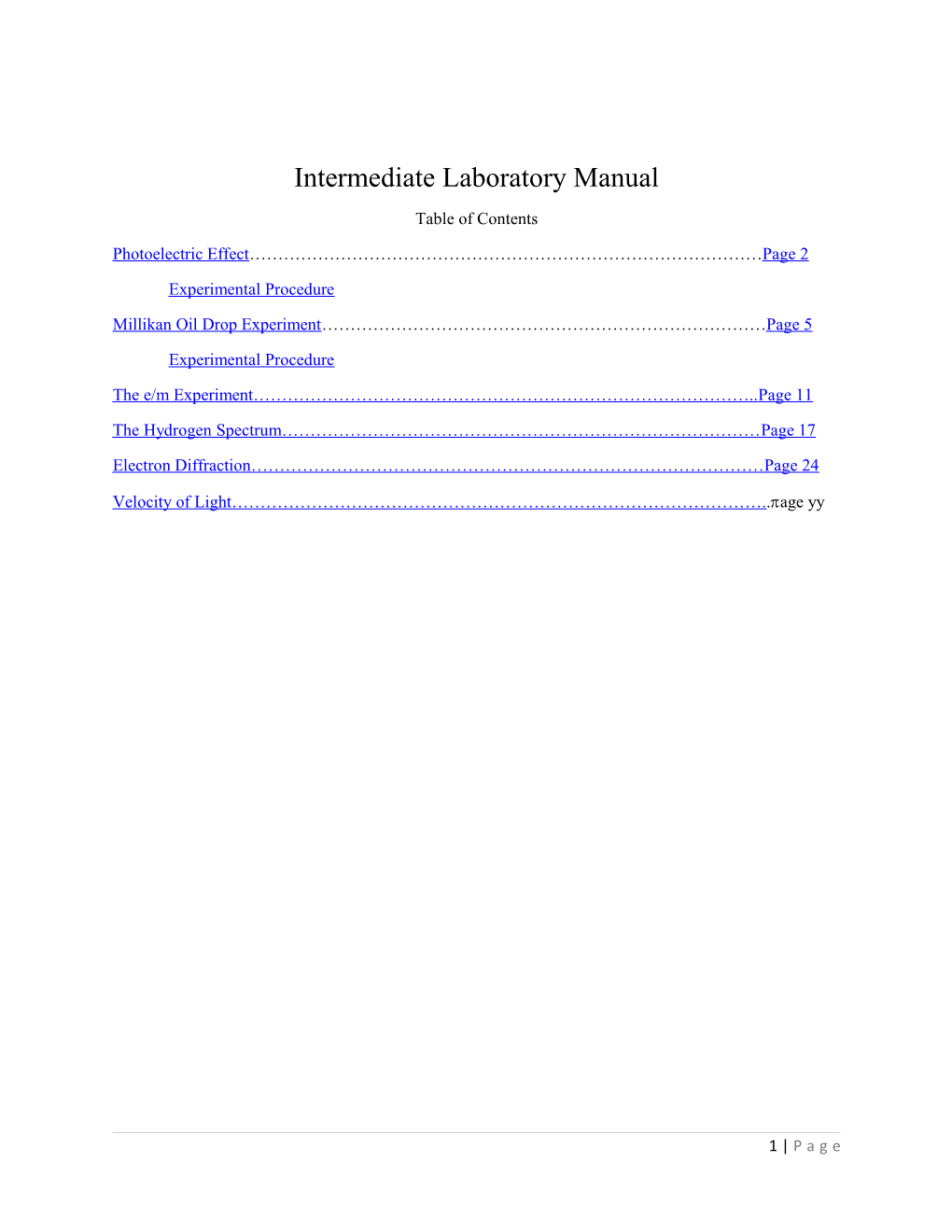 Intermediate Laboratory Manual