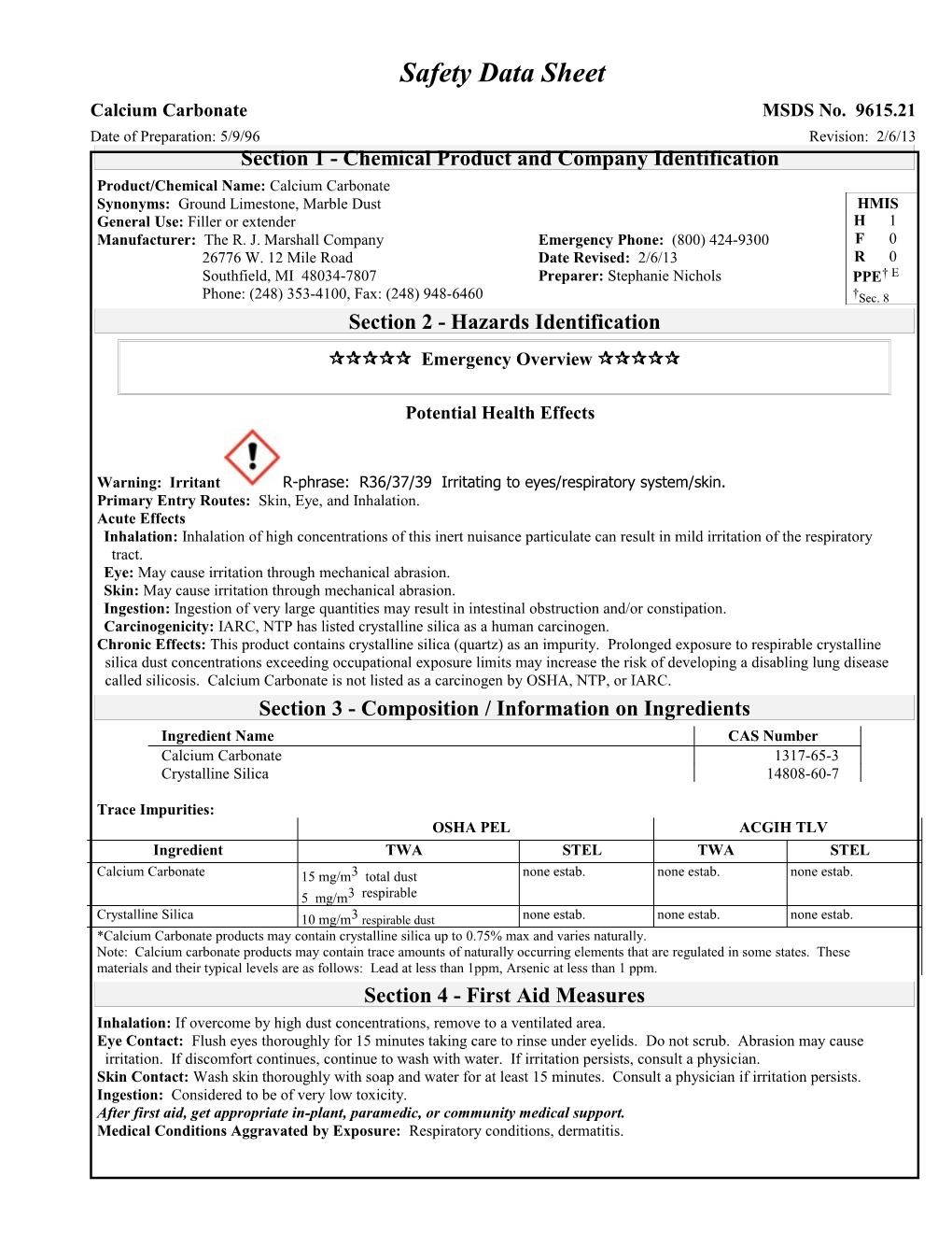 Genium Publishing 16-Section MSDS Template