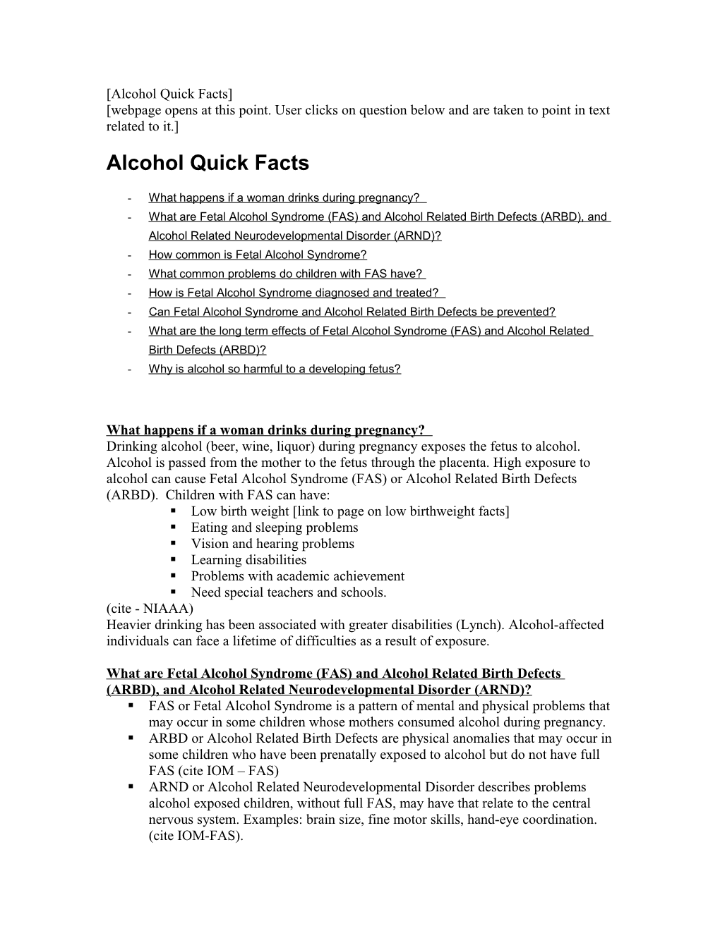 Alcohol Quick Facts