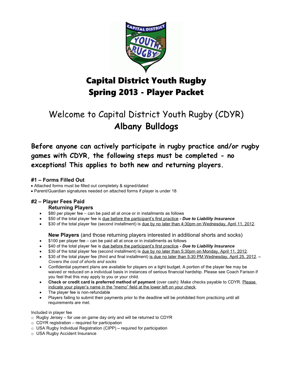 Capital District Youth Rugby