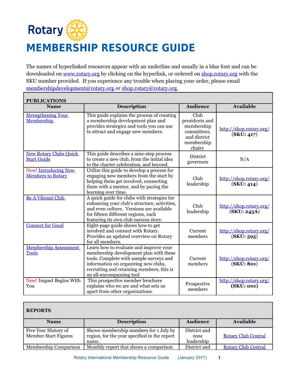 MEMBERSHIP Resourceguide