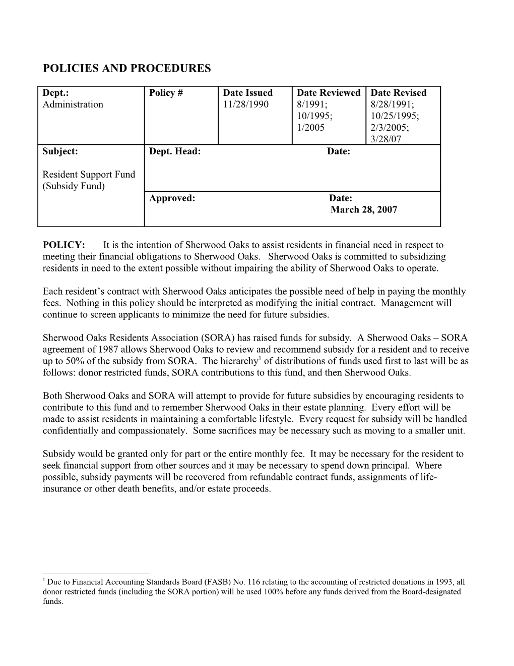 Policy: Resident Support Fund (Subsidy Fund) (D0191526:1)