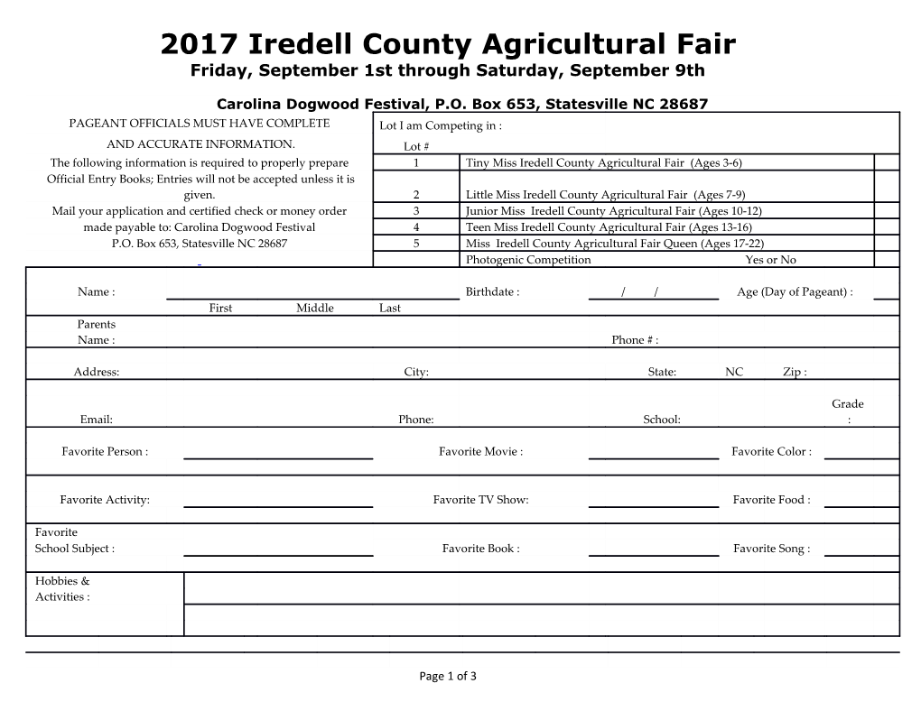 2017 Iredell County Agricultural Fair