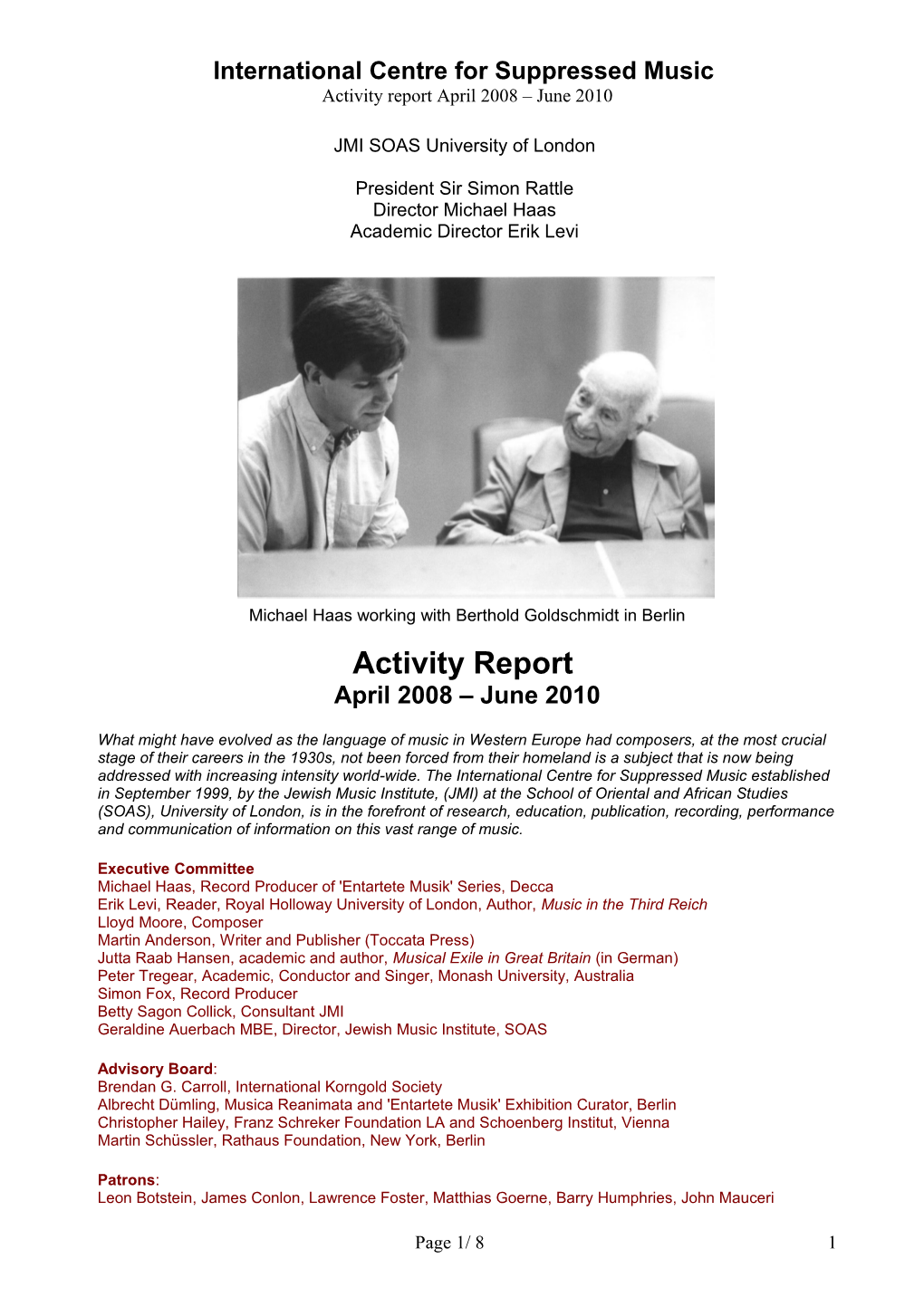 ICSM Activity Report April 2008 June 2010