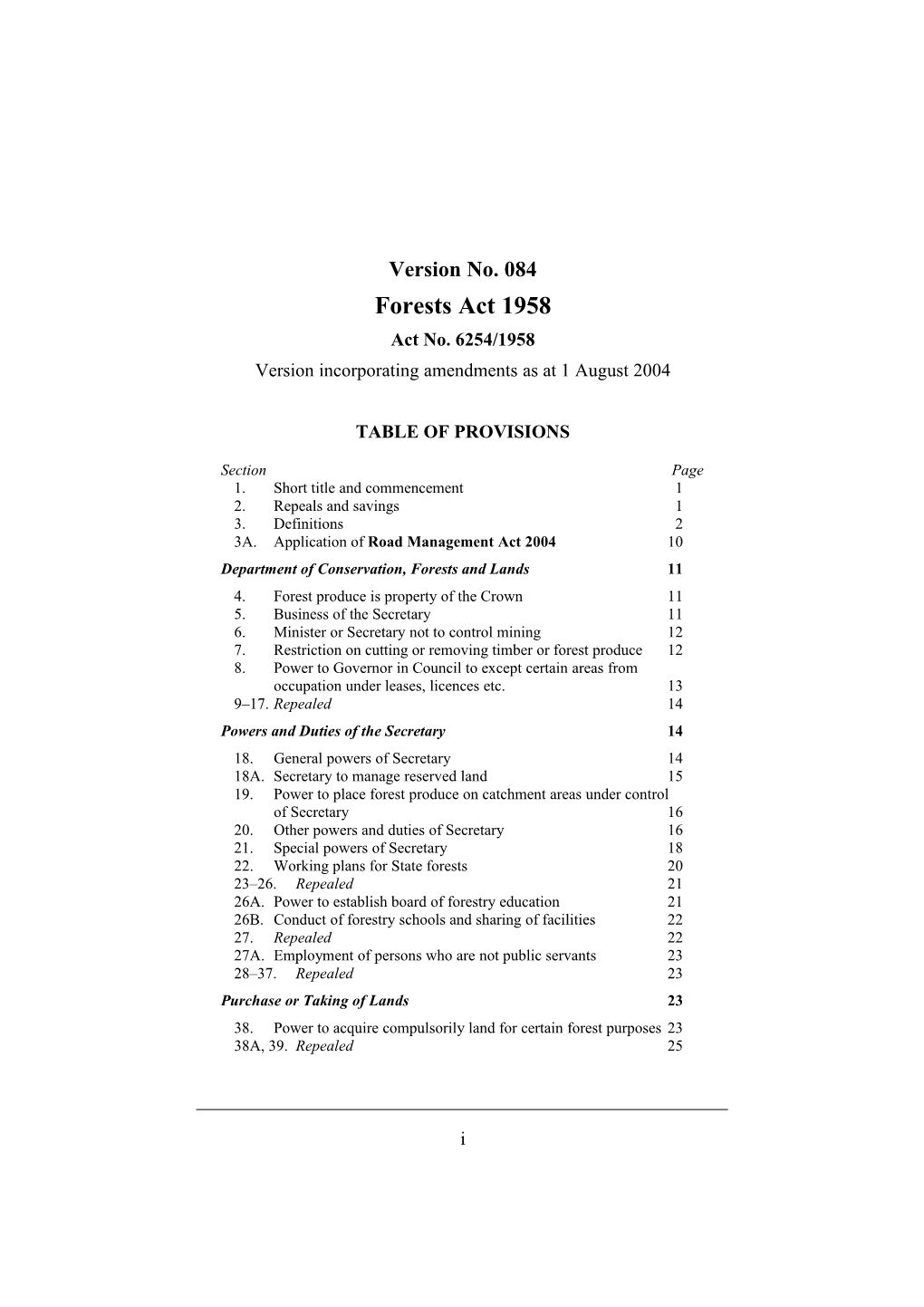 Version Incorporating Amendments As at 1 August 2004