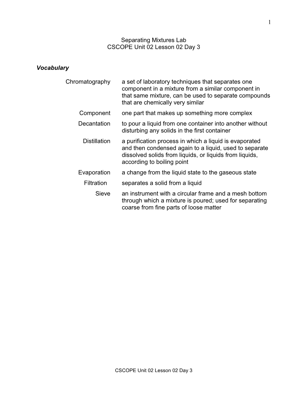 CSCOPE Unit 01 Lesson 01 Day 1