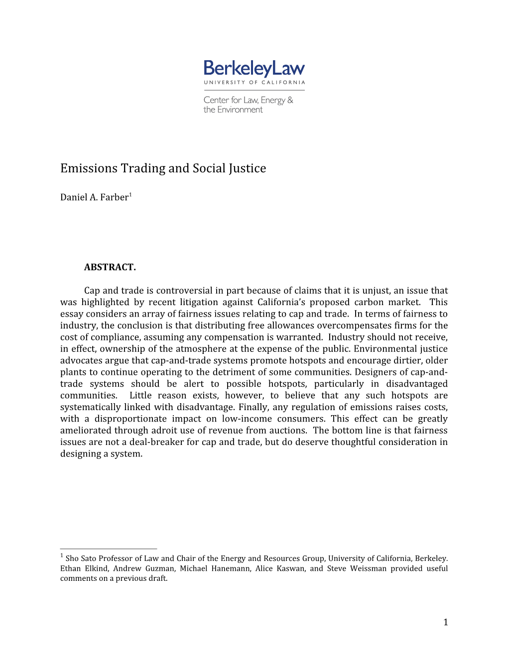 Emissions Trading and Social Justice