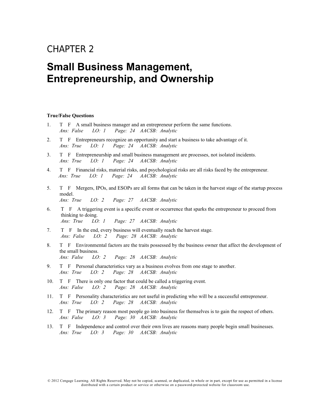 Chapter 2: Small Business Management, Entrepreneurship, and Ownership1