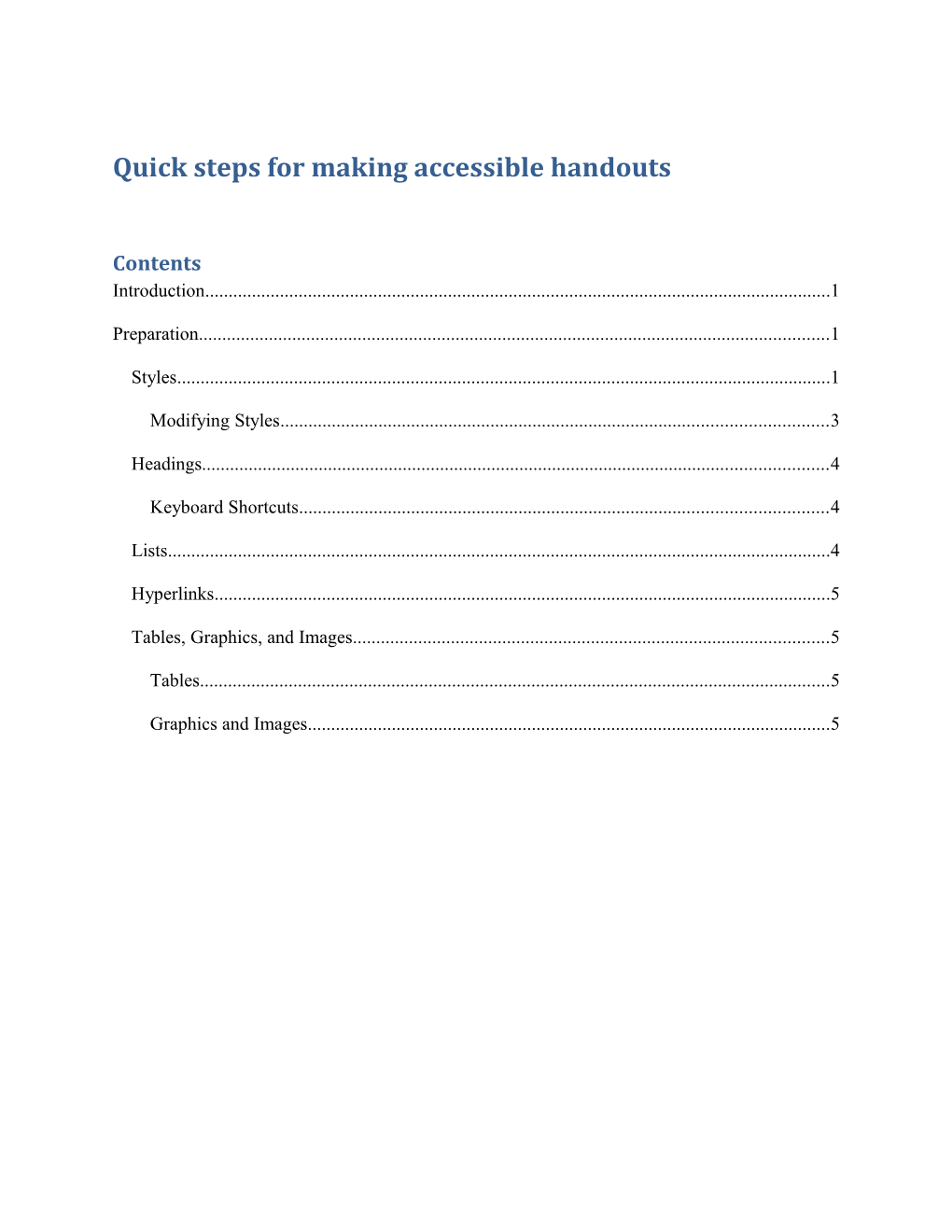 Quick Steps for Making Accessible Handouts