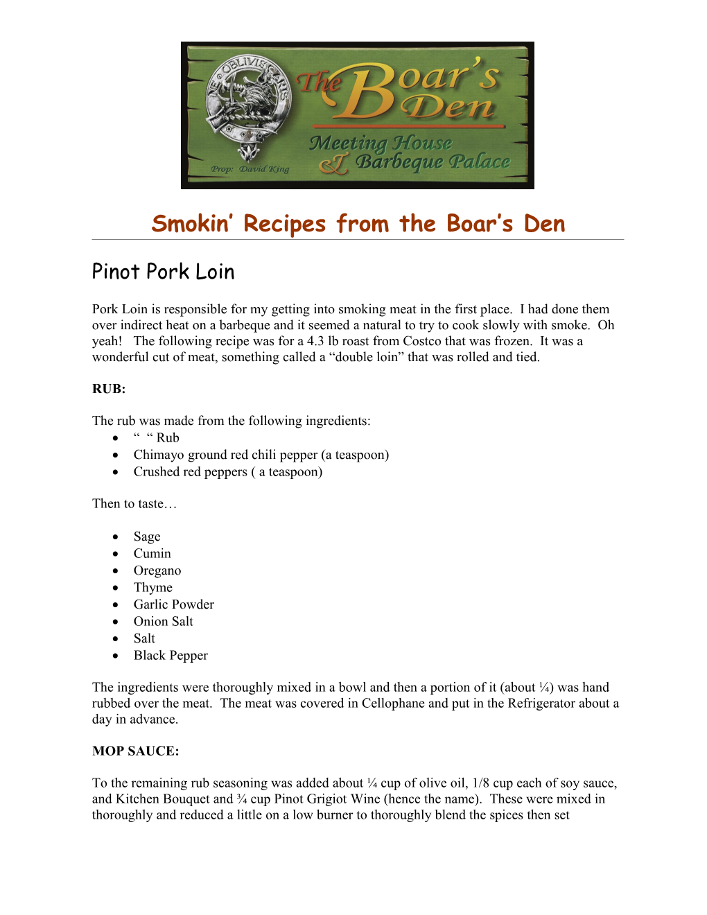 Smokin Recipes from Theboar S Den