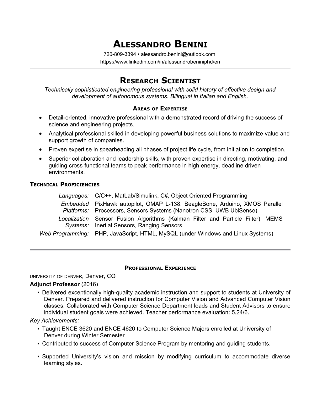 Alessandro's Standard Resume