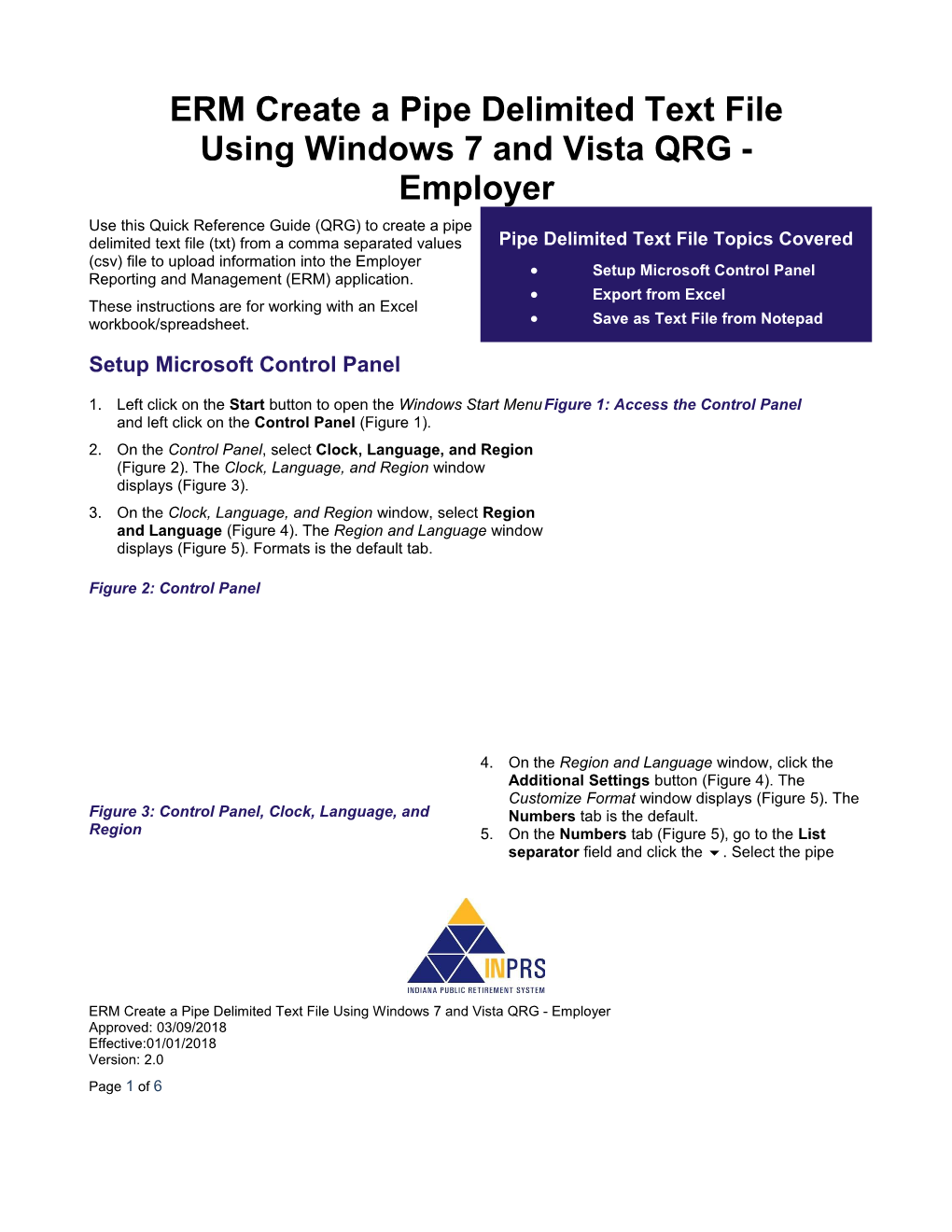 ERM Create a Pipe Delimited Text File Using Windows 7 and Vista QRG - Employer