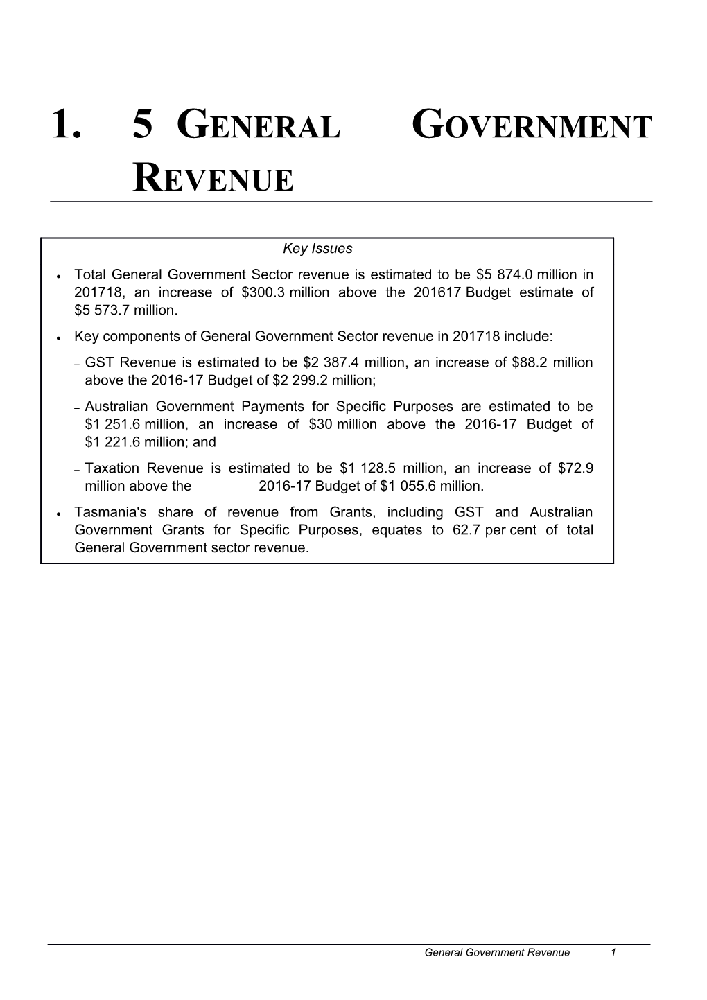 2017-18 Budget Paper 1 - Chapter 5 - General Government Revenue (Word Accessible)