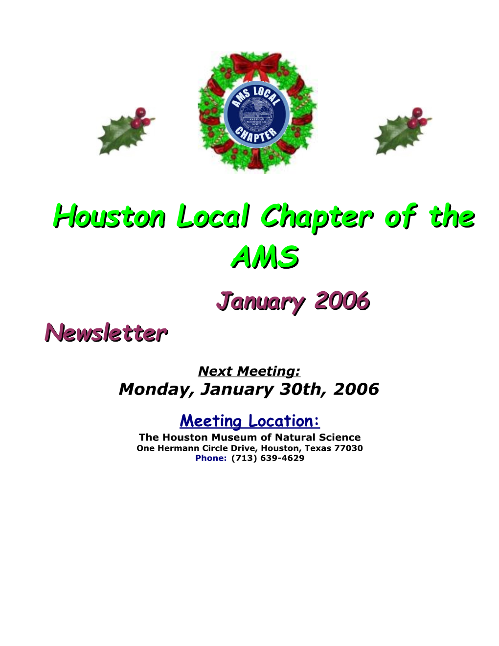 Houston Local Chapter of the AMS