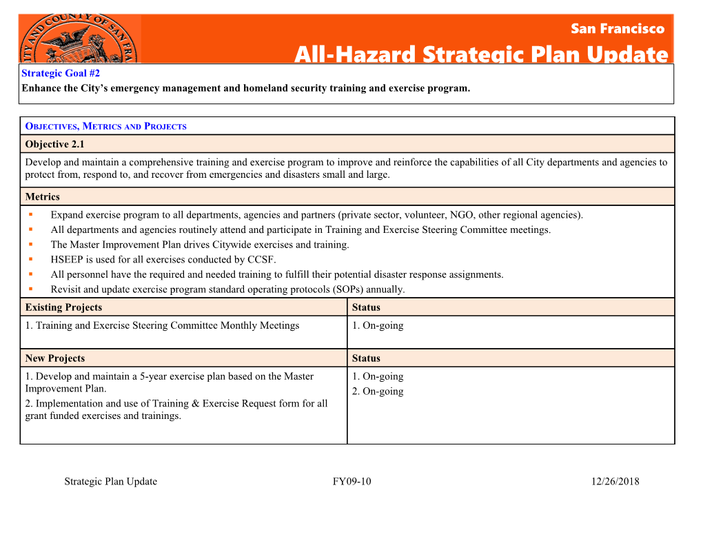 The Master Improvement Plan Drives Citywide Exercises and Training