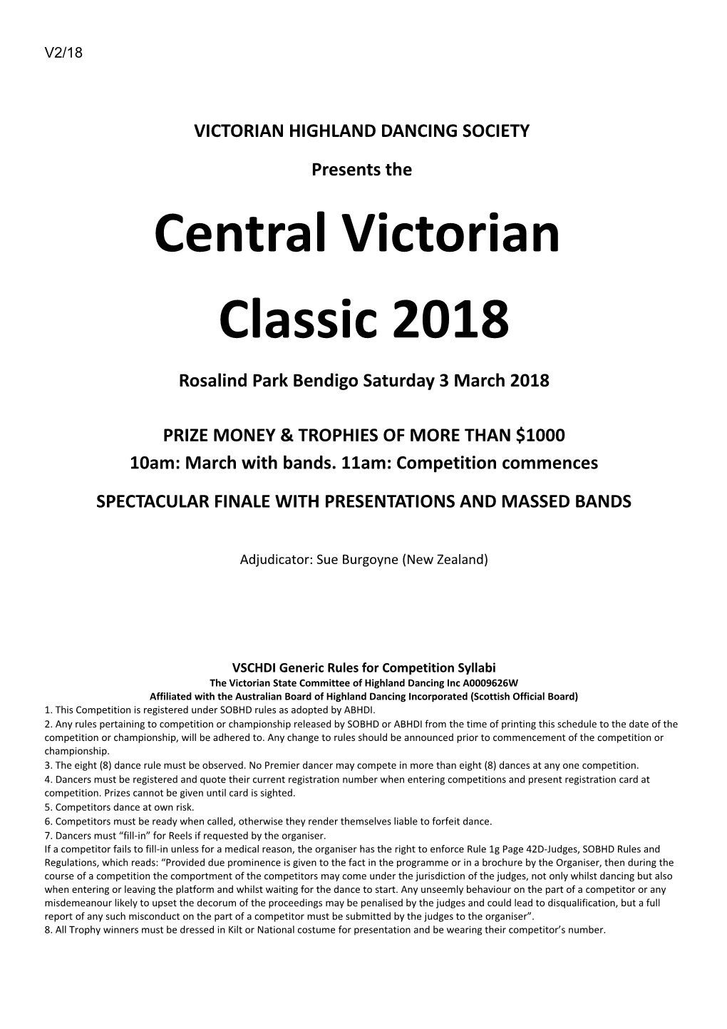 Victorian Highland Dancing Society Hall Competition