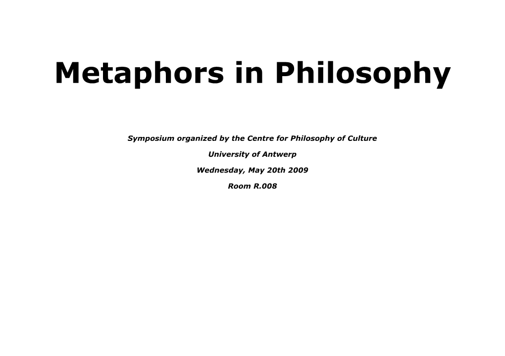 Metaphors in Philosophy : Paper Sessions