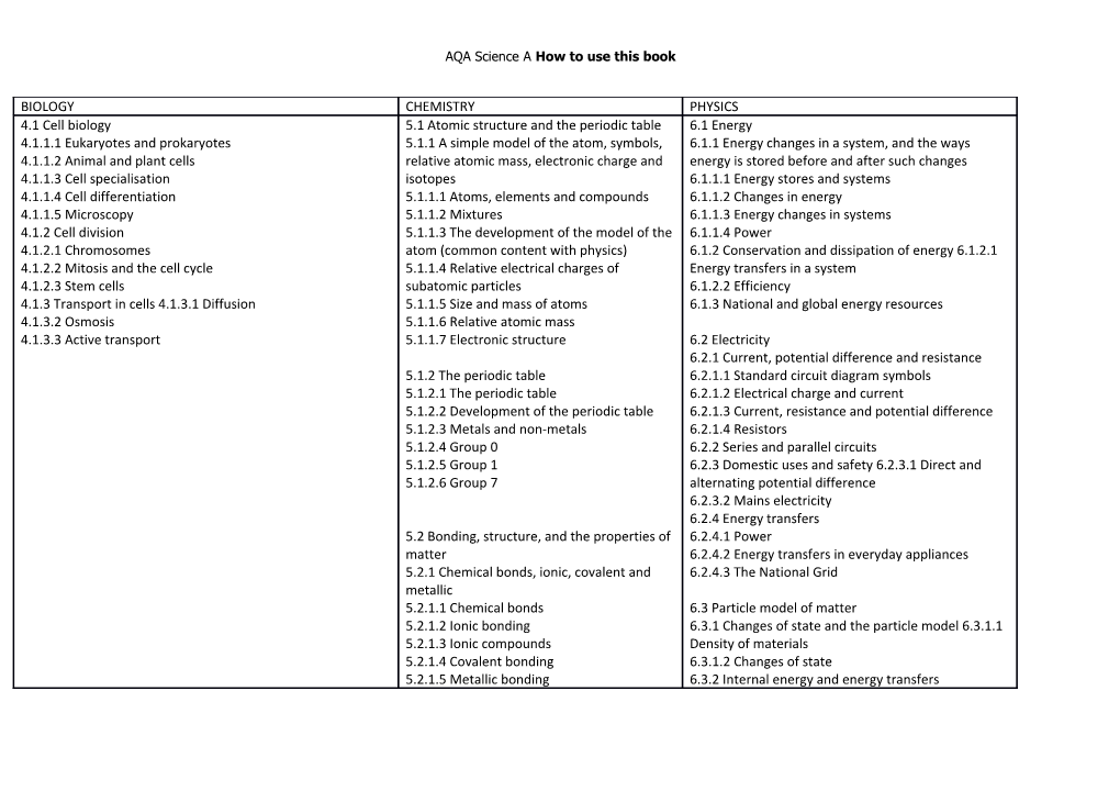 AQA Science a How to Use This Book