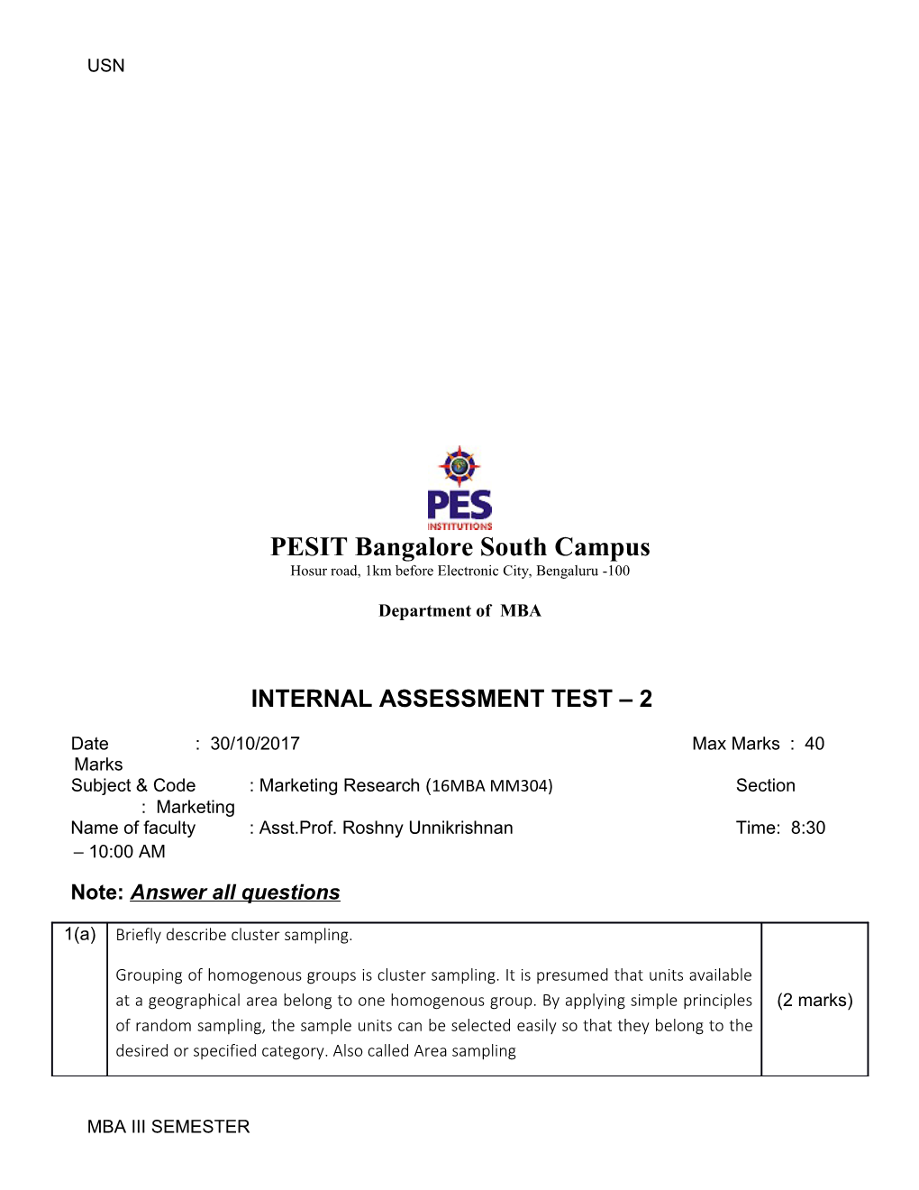 Internal Assessment Test 2