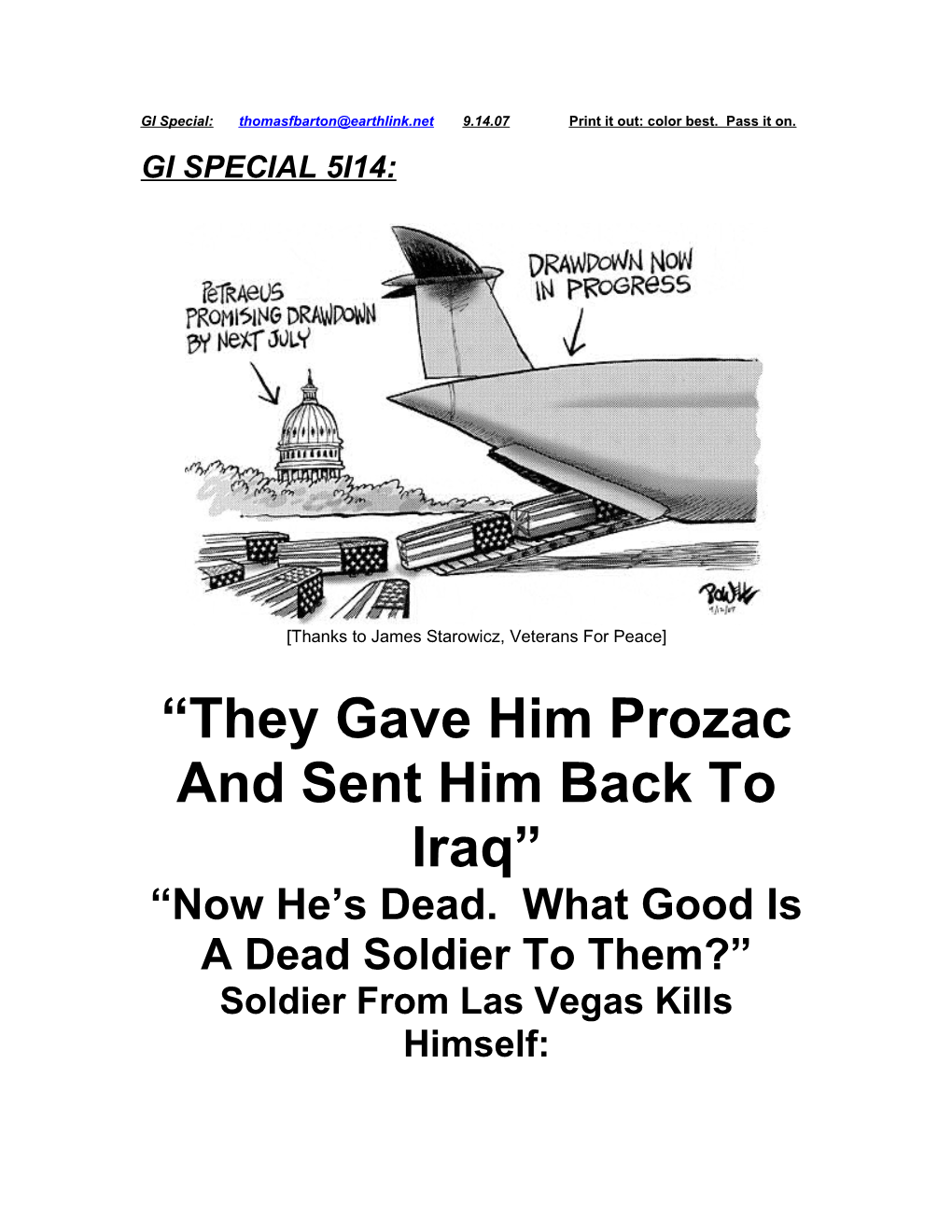 They Gave Him Prozac and Sent Him Back to Iraq