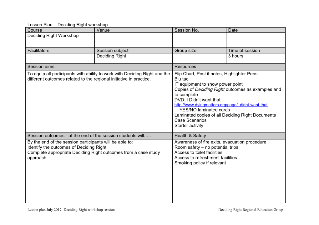 Lesson Plan Deciding Right Workshop