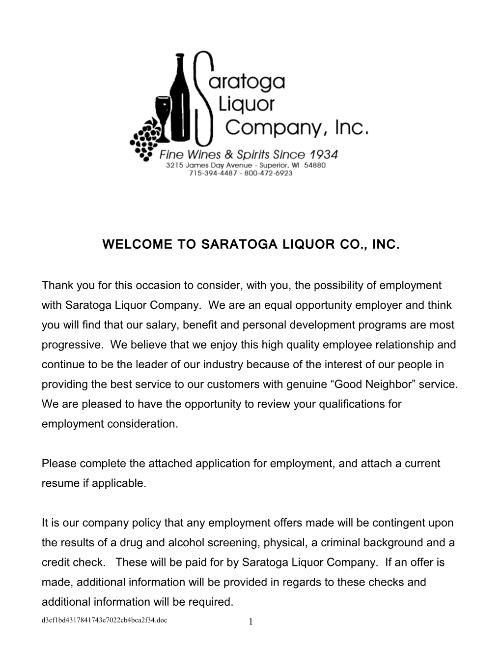 Welcome to Saratoga Liquor Co., Inc