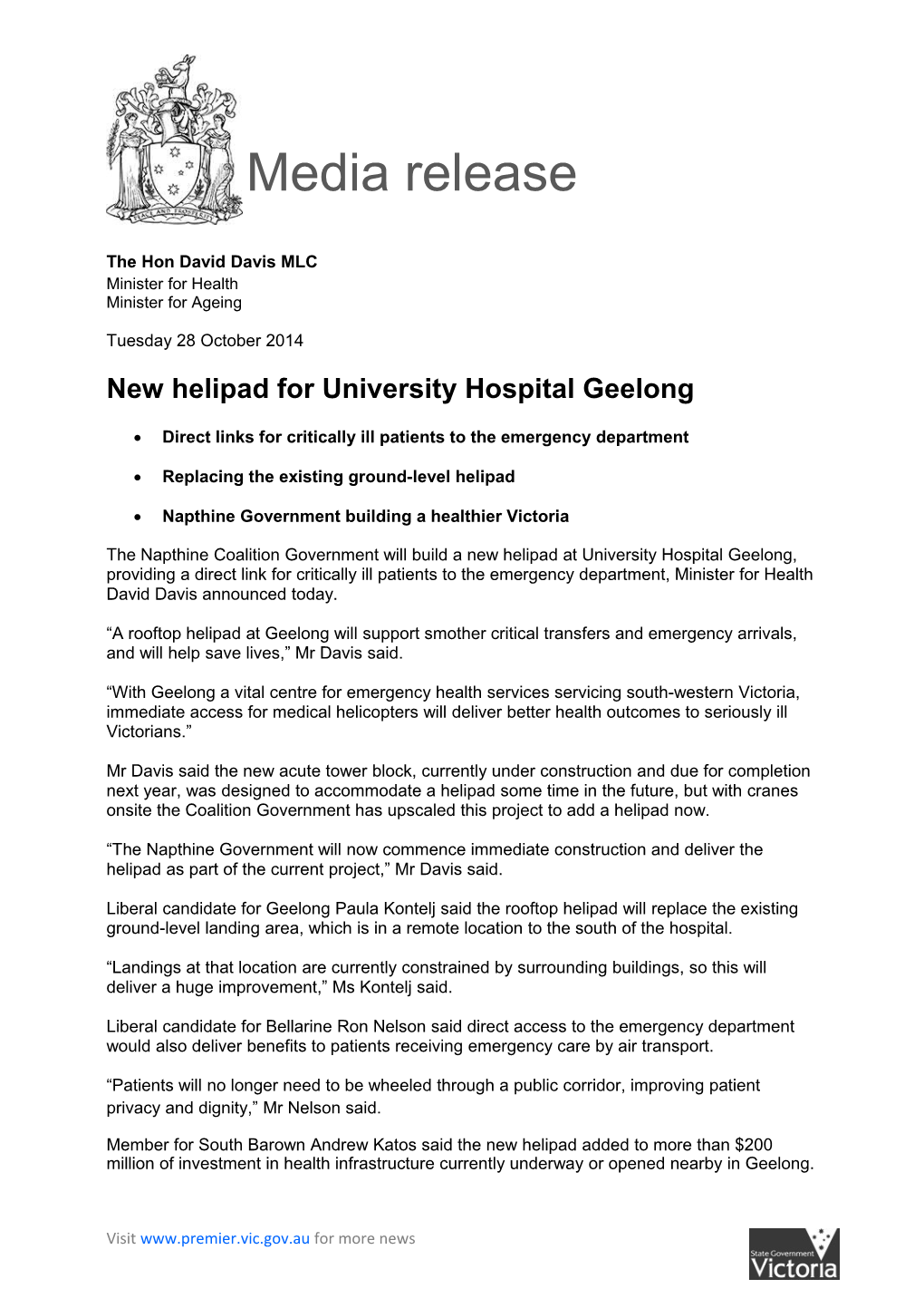 New Helipad for University Hospital Geelong