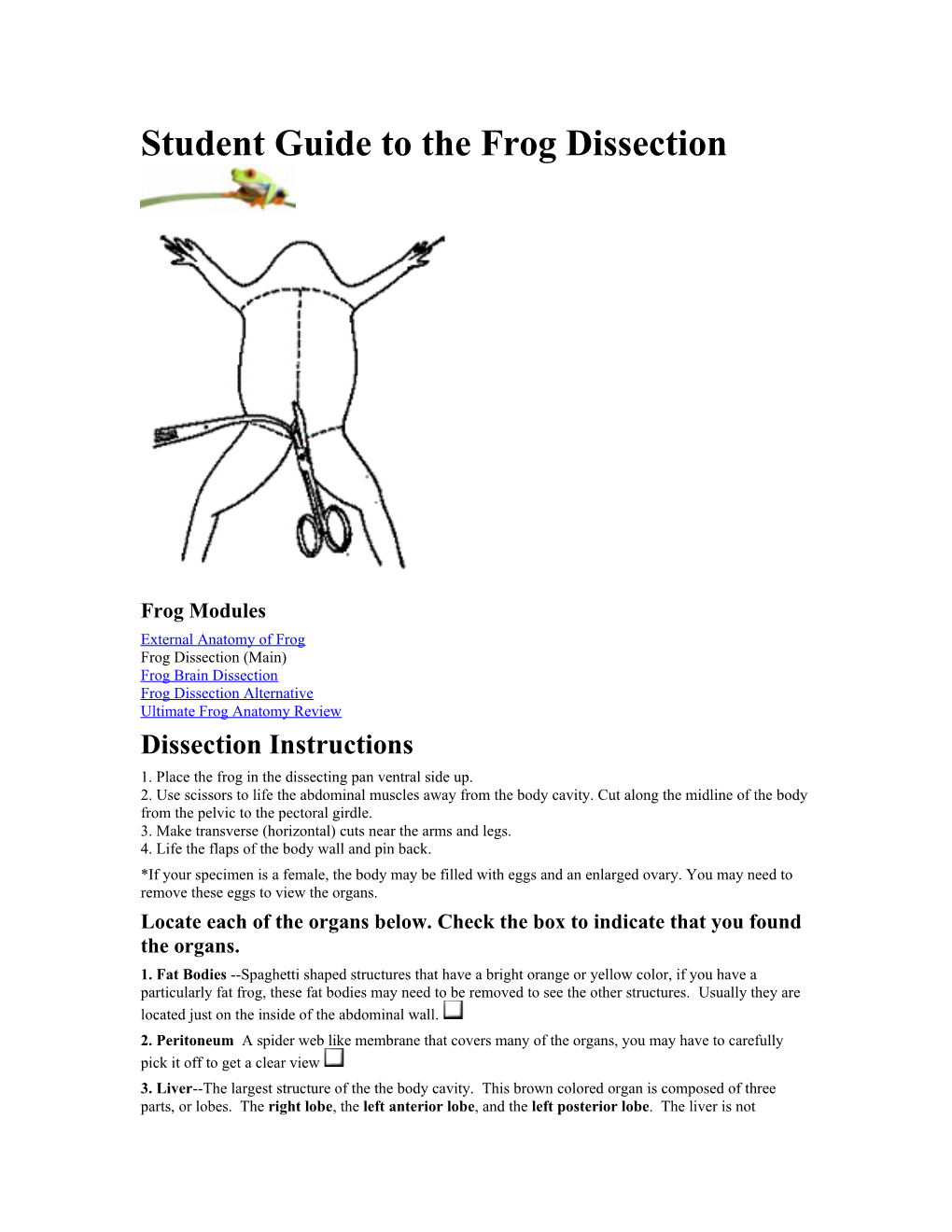Dissection Instructions