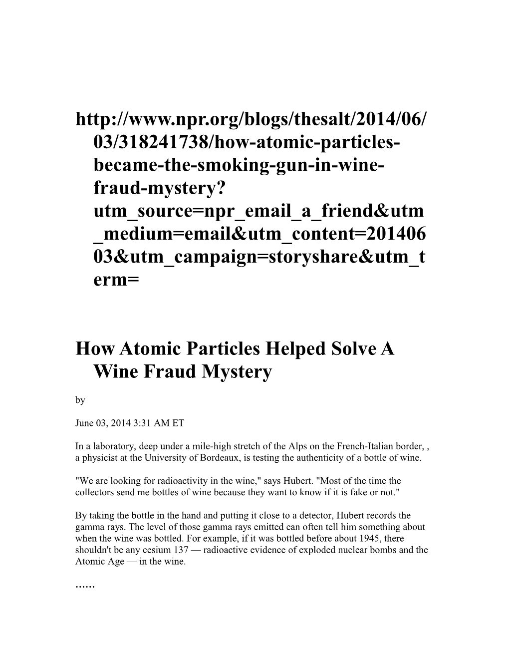 How Atomic Particles Helped Solve a Wine Fraud Mystery