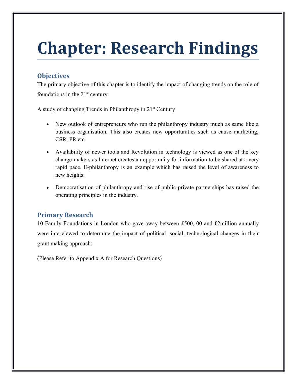Chapter: Research Findings