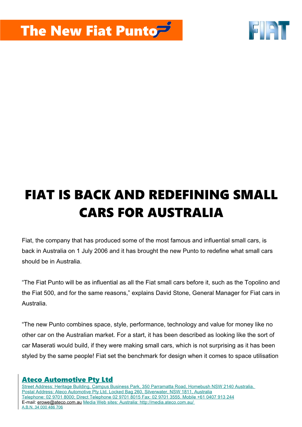 Fiat Is Back and Redefining Small Cars for Australia