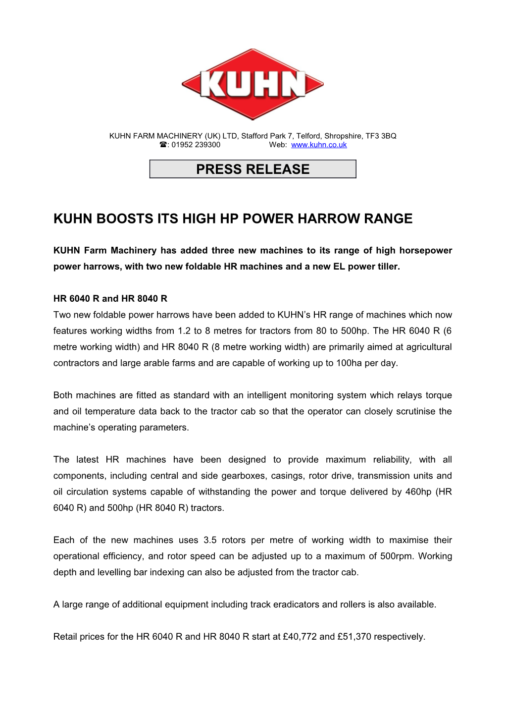 Kuhn Boosts Its High Hp Power Harrow Range